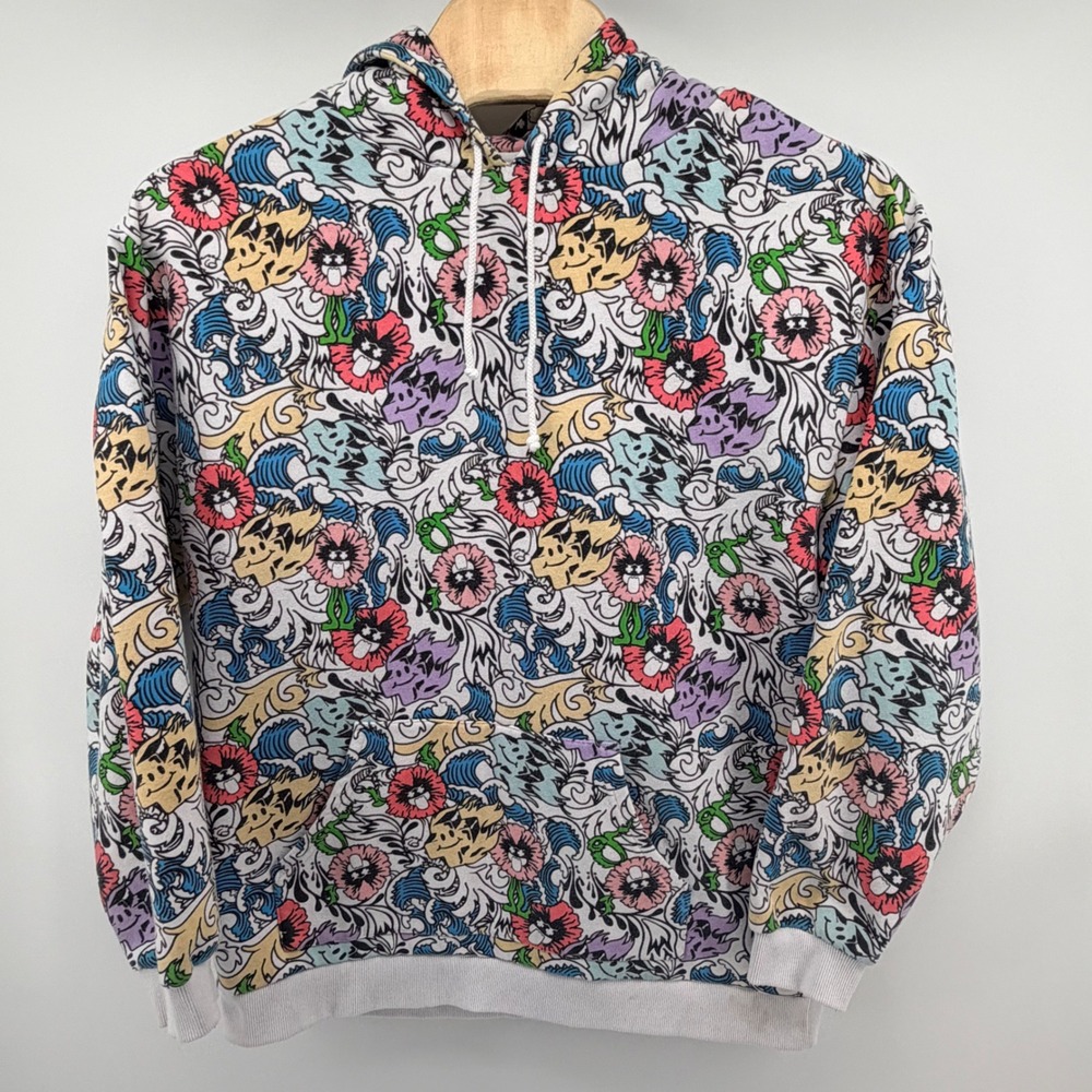 Pink Dolphin All Over Print Graphic Hoodie Size 2XL Streetwear Multicolor White